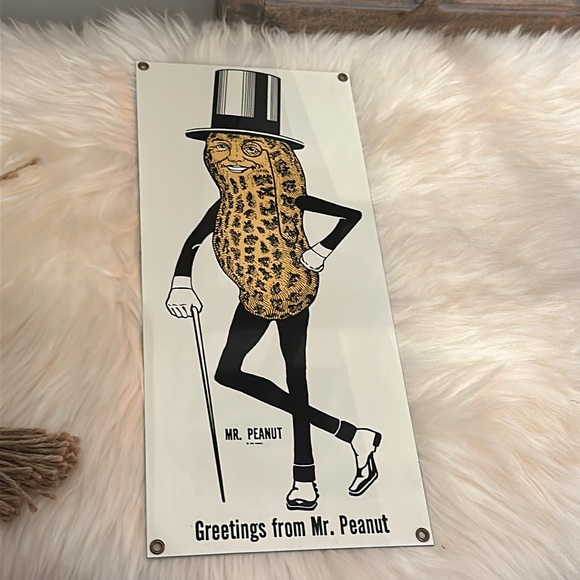 Ande Rooney™️ Other - Vintage Mr. Peanut Porcelain (Enamel) Advertising Sign by Ande Rooney™️